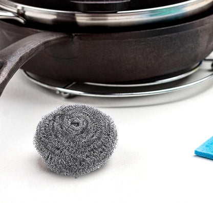 Ipetboom 6pcs Stainless Steel Pot Cleaning Scrubbers Wire Balls Set for Dish and Pan Cleaning Kitchen Household Use