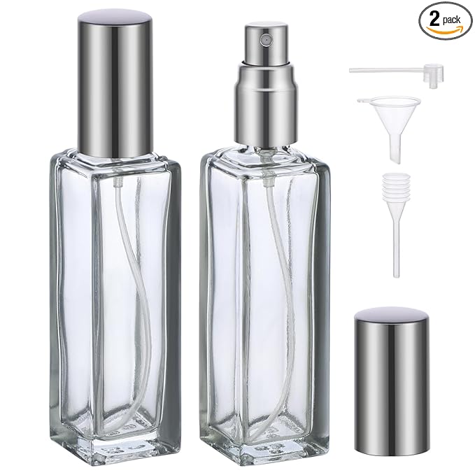 Segbeauty 20ml Refillable Perfume Bottle Travel, 2pcs Empty Glass Spray Bottles Atomizer, Mini Pocket Leakproof Fine Mist Sprayer for Perfume Cologne Dispenser Fragrance Container Set Travel Accessory