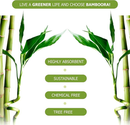Reusable Bamboo Rayon Towels - Pack of 2 Washable Kitchen Paper Towels - Lint free, Zero Waste, Recyclable, 2x20 Heavy Duty Organic Washable Rolls