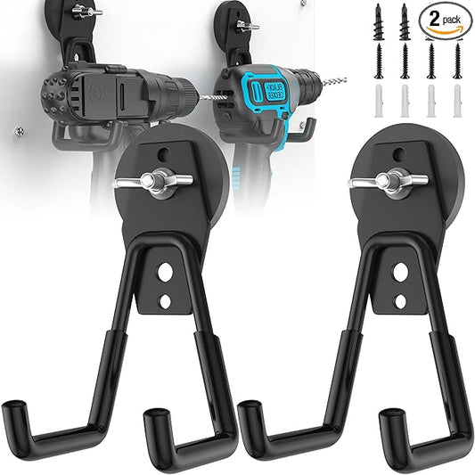 Large Strong Magnetic Hooks Heavy Duty Garage Big Magnet Hooks Extra Strength Magnetic Utility Storage Hook Hanger with Anti Slip Coating for Garden Indoor Outdoor Hanging Tools Black 2 Pack