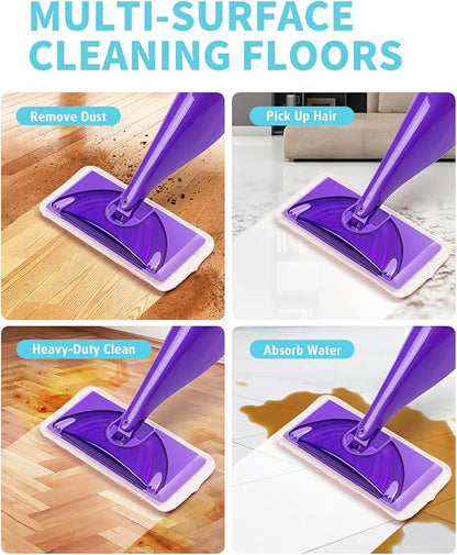 Power Scrubbing Reusable Mop Pads for Swiffer Wet Jet Mops (12 Pack), Wet Jet Refills, Washable Microfiber Mop Pads for Floor Cleaning Wet Dry Use