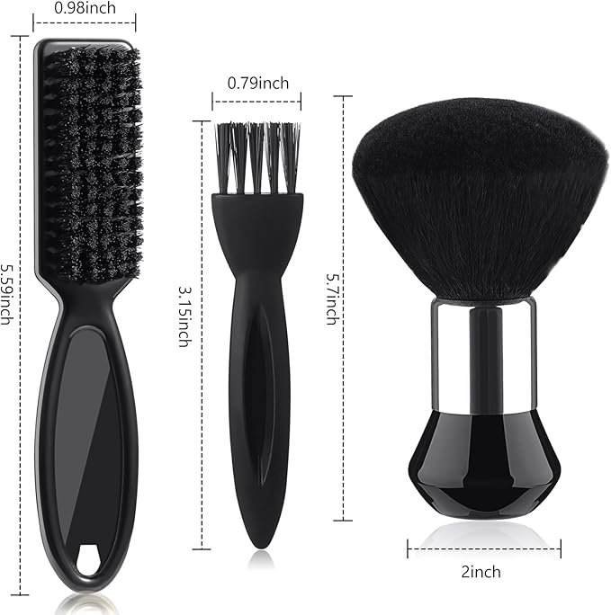 Patelai 3 Pieces Neck Duster Brush Barber Hair Blade Clipper Soft Nylon Trimmer Shaver Razor Cleaning with Storage Bag for Hair Styling(Black)