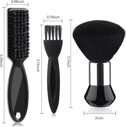 Patelai 3 Pieces Neck Duster Brush Barber Hair Blade Clipper Soft Nylon Trimmer Shaver Razor Cleaning with Storage Bag for Hair Styling(Black)