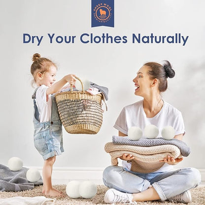 Wool Dryer Balls Handmade 3 Pack XL,Organic Laundry Dryer Balls,100% New Zealand Wool Natural Fabric Softener,Reusable 1000 Loads,Wrinkles Free, Shorten Drying Time,Baby Safe (3 Pack,White)
