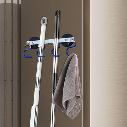 Magnetic Mop Broom Holder Wall Mount Heavy Duty No Drill Over the Door Broom Gripper RV Camper Wall Organizer