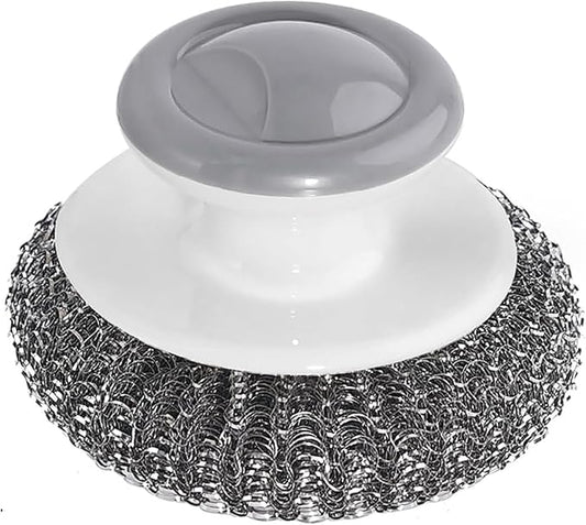 24Pack Steel Wool Scrubber with Handle, Stainless Steel Scrubber for Cleaning Cast Iron, Dishes, Stock Pots, Pans, Griddles, Grills