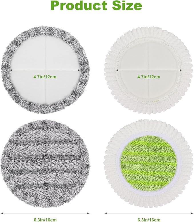 6.3 inch Electric Spin Mop Pads Compatible with Vmai Alfabot Qimedo Idoo Eous Bi-ssell Gobot Teko Corldess Spin Mop, Round Mop Replacement Pad Microfiber Scrubber Refill for Floor Cleaning (8 Pack)