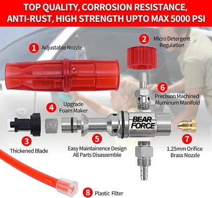 High Pressure Washer Spray Gun & Foam Cannon 32oz & Kink Resistant Hose 32ft Kit, Short Handheld & Water Hose Set, Compatible with Some of Ryobi, Greenworks, CRAFTSMAN Portland Most Brand Power Washer