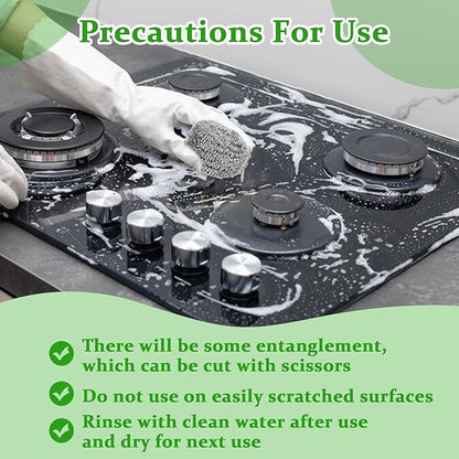 72 Pieces Stainless Steel Scrubber Bulk Steel Wool Scrubber Metal Sponge Wire Scouring Pad Heavy Duty Clean Dish Pot Pan and Oven for Kitchen, Bathrooms, and More