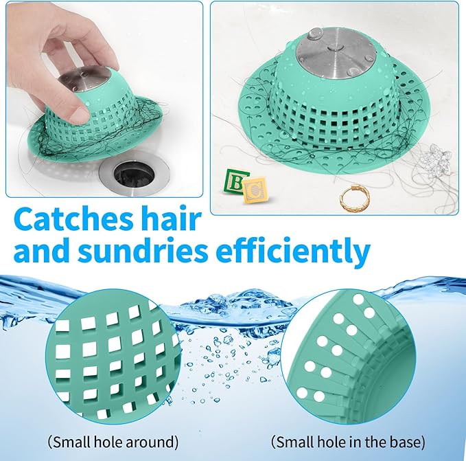 Aluvor Shower Drain Hair Catcher Bathtub Drain Cover Shower Protector for Pop-Up & Regular Drains