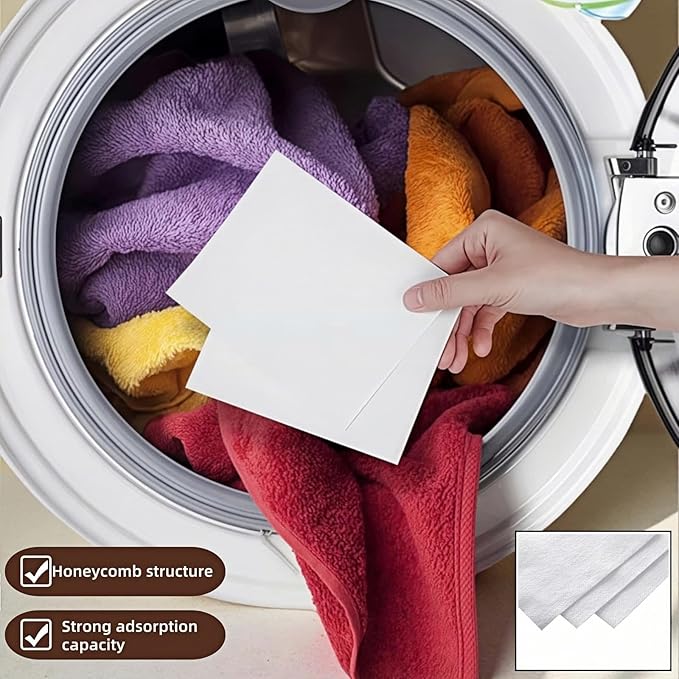 Color Catcher Sheets 24Pack - Prevents Color Bleeding, Stops Dye Transfer for Mixed Laundry, Baby Safe, No Sorting, Deep/Dark Colors, Washer Safe (White)