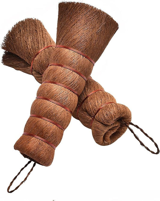 2 Pack Palm Dish Brush, Natural Palm Fiber Scrub Brush for Washing Dishes, Pots & Pans - Soft, Dense Bristles Non-Scratch, Hanging Loop for Easy Storage, Ideal for Kitchen Cleaning