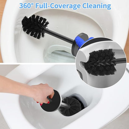 Stainless Steel Toilet Brush and Holder Set Brushed Silver Heavy Duty Toilet Bowl Brush with Long Handle for Bathroom and Farmhouse (Black-2)