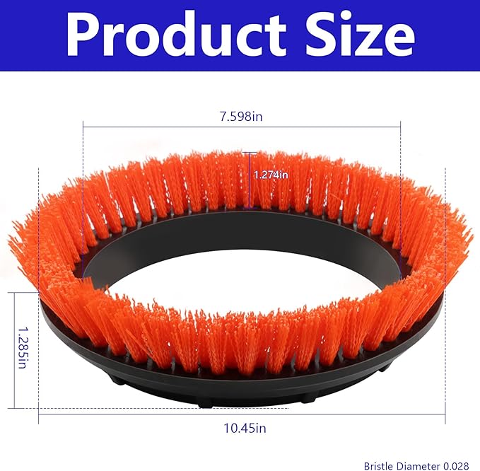 237047 Orange Commercial Tile and Resilient Floor Scrub Brush Replacement for Oreck Commercial ORB550MC, ORB600MW and ORB700MC floor machines, for Bissell BGEM9000, Heavy-Duty Brush, 10.5 in. Diameter