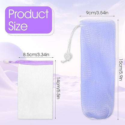14 Pcs Soap Bags Exfoliating Mesh Soap Pouch Foam Net Soaps Saver Bubble Net Pouch Drawstring Holder Bag for Bath Shower Body Facial Cleaning Tool Multicolor Hangable