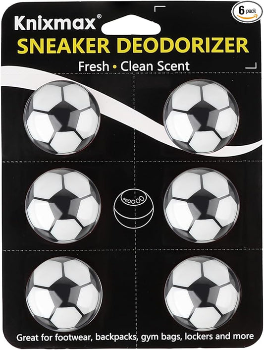 Knixmax Shoe Deodorizer Balls Strong, Odor Eliminator for Sneaker Gym Bag Closet Locker, Work Boot Drawer Freshener, Unpleasant Smell Remover Ball for Men Women Teens, 6 Packs Fresh Linen Soccer
