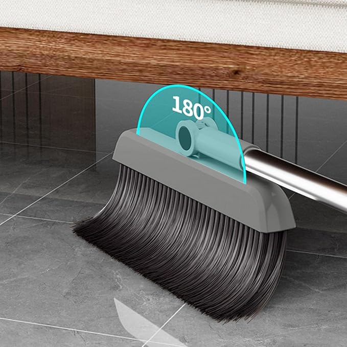 3-in-1 Broom and Dustpan Set - Stainless Steel Handle Floor Cleaning Kit for Home & Office, Space-Saving Storage Design