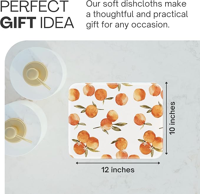 Reusable Paper Towels (12"x10”) - Soft Absorbent 100% Washable Paper Towels - Reusable Paper Towels Washable w/Cardboard Roll - Reusable Napkins (Satsumas - 24 piece, 12x10inch)