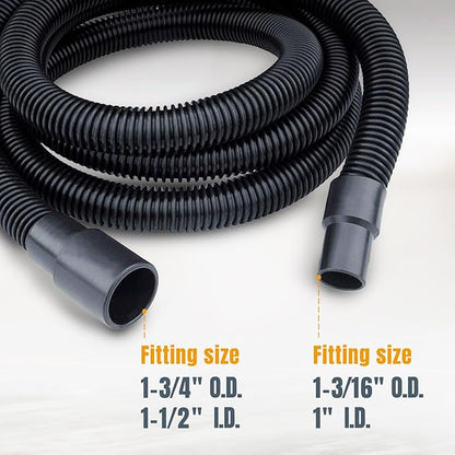 POWERTEC 70477 10 Ft. Dust Collection Hose Kit with 5 Fittings and a Tapered Reducer fits 2-1/2" to 2-1/4" ID Dust Hose/Port for Woodworking Power Tools Home and Wet/Dry Shop Vacuums