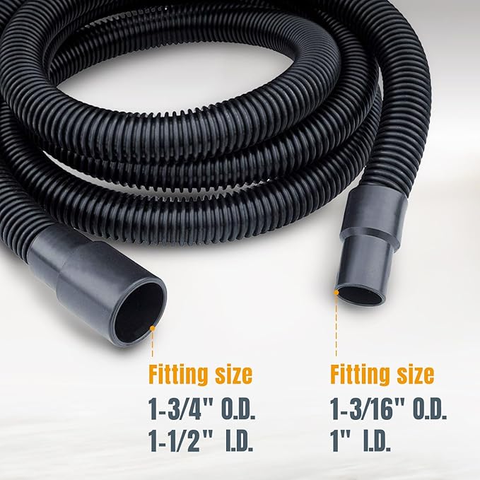 POWERTEC 70510 10 Ft. Vacuum Hose Dust Collection Kit with 5 Fittings, Tapered Reducer and Quick Connect Dust Port Adapter for Woodworking Power Tools, Home and Wet/Dry Shop Vacuums