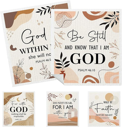 5 Pack Mixed Bible Verse Cross Swedish Kitchen Dishcloths Dish Towels, Religious Dish Towels for Kitchen, Swedish Dishcloth Christian, Paper Towels Reusable, Dish Cloth Towel Wipe for Home