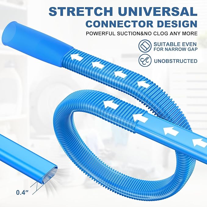 PetOde Dryer Vent Cleaner Kit, Flexible Dryer Lint Vacuum Attachment Compatible with Most Vacuum Cleaner, Blue
