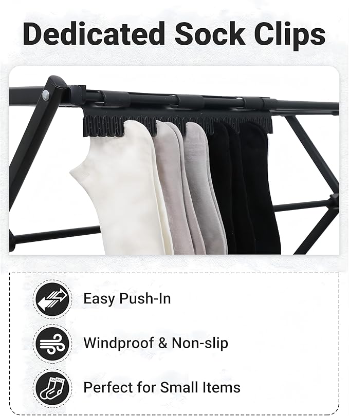 ZOES HOMEWARE 4 Tier Clothes Drying Rack Foldable | Foldable Clothing Drying Rack | Laundry Drying Rack Collapsible for Laundry Room, Dorm, Expandable Sturdy Metal Design | Black 29"L x 11.5"W x 53"H