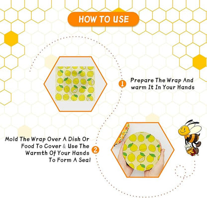 Reusable Beeswax Wrap - 9 Pack Eco-Friendly Beeswax Wraps For Food, Organic, Sustainable, Biodegradable, Zero Waste, Plastic-Free Food Storage, 1L Strawberry, 3M Orange, 5S Lemon Patterns