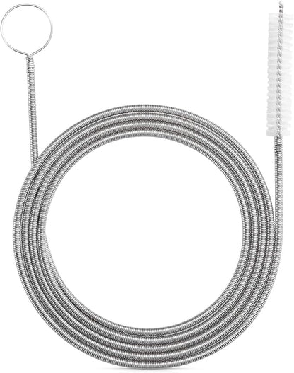 RayTour Extra-Thick Drain Brush with Stronger Spring 61-Inch Stainless Steel and Nylon Pipe Cleaner for Flexible, Curved & Slim Holes, Stronger Spring Version