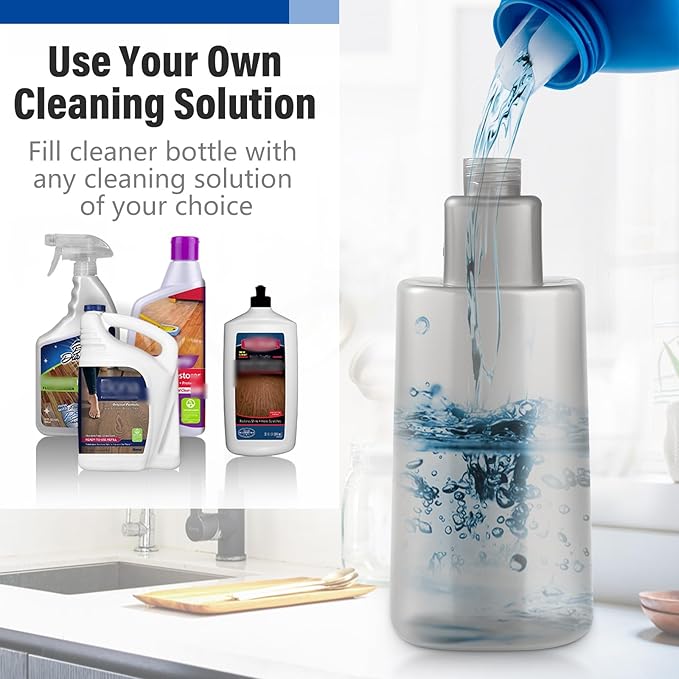 PowerMop for Floor Cleaning with 2 Washable Pads - Wet Dry Microfiber Mop with 720 ml Refillable Bottle for Kitchen Wood Floor Hardwood Laminate Ceramic Tiles Floors Dust Cleaning