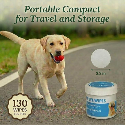Dog Eye Wipes for Tear Stain Removal, Vet-Recommended Dog Eye Infection Treatment, Natural Dog Wipes for Discharge, Pet Eye Cleaner for Dogs&Cats, Gentle & Safe Pet Wipes for Sensitive Skin, 130 Count
