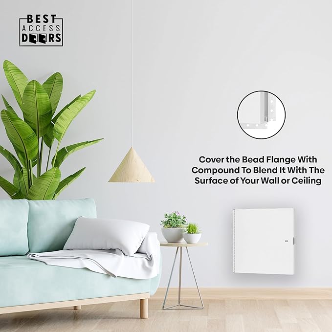 Best 12” x 12” Fire-Rated Insulated Metal Access Panel with Bead Flange, 16-Gauge Cold Rolled Steel, 2” Mineral Wool Insulated Access Door for Fire-Rated Walls/Ceilings, LEED, AMZ-BA-FRI-DF