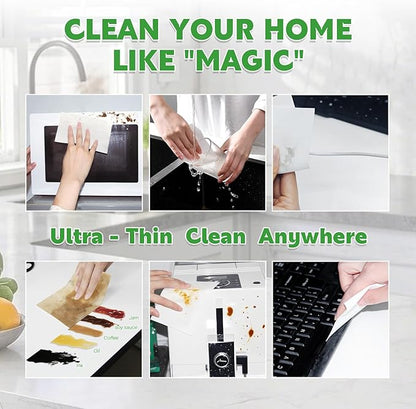 52 PCS Magic Sheet Eraser Sponge, GRS Certified, Ultra Thin for Cleaning Hard-to-Reach Place, Disposable & Portable, Deep Clean with Water Only for Cup Plate Sink Kitchen Bathroom