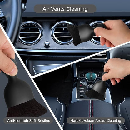 Qydipclin 10pcs Windshield Cleaner Tool, Car Window Cleaning Wash Kit with 4 Reusable Microfiber Pads 1 Spray Bottle and Extendable Handle Auto Glass Wiper Kit, Gray