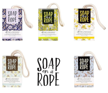 Pre de Provence Soap on a Rope Shea Butter Enriched French Bar Soap, 200g, Mirabelle