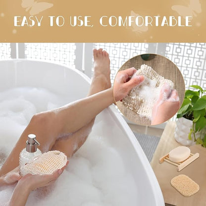 90 Pcs Soap Saver Set Including Wooden Dish, Exfoliating Bag, Saver Pads Bulk with Self Drain, Bar Soap Holder Mesh Bag for Shower Bath Home Toilet Kitchen Hotel Restaurant