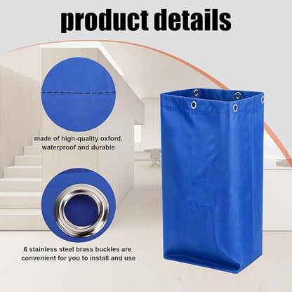Replacement Janitorial Cleaning Cart Bag: Commercial Products 23 Gallon Industrial Janitorial Vinyl Cart Bag with 6 Brass Grommets - Size 16 x 11 x 27inches (Blue)