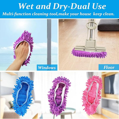 3 Pairs Shoes Cover Duster, Reusable Mop Slippers, Microfiber Dust Mops, Multi Purpose Floor Cleaning Shoes, Feather Duster for Bathroom, Office, Kitchen, House Polishing Cleaning