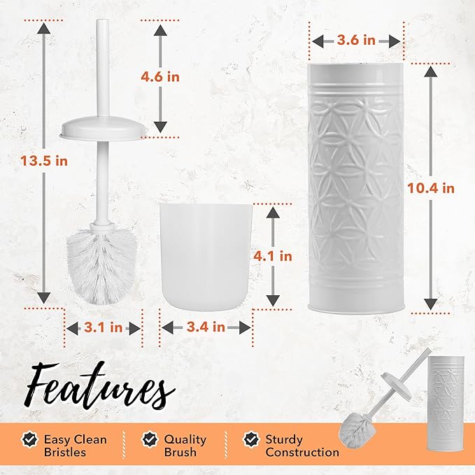Autumn Alley White Toilet Brush and Holder Bathroom Accessories, Bathroom Toilet Brush for Modern Bathroom Decor, Standing Farmhouse Toilet Bowl Brush with Holder, White Bathroom Decor Sets