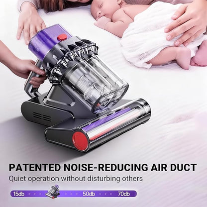 SakerPlus Powerful UV Bed Vacuum Cleaner, 14kPa Strong Suction Handheld Vacuum with 5-Cyclone System & Smart Sensor for Mattress, Carpet, and Home Deep Cleaning
