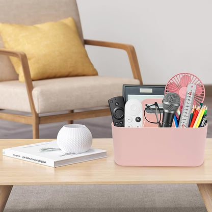 Plastic Portable Caddy with Handle, Pink Bathroom Shower Caddy Organizer, 5 Grid Small Caddies Storage Basket for Makeup, Cleaning, Art Craft, Stationery