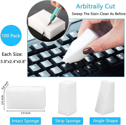 100 Pack Magic Sponges Eraser for Cleaning, Premium Reusable Melamine Sponge Scrubber Foam Cleaning Pads for Kitchen Dishes, Bathtub, Baseboard, Shoes Cleaner, Not Easily Rip
