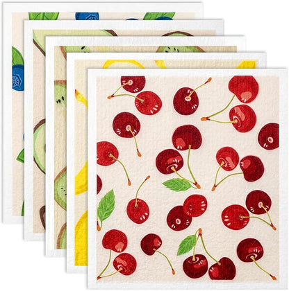 5-Pack Dishcloths for Kitchen - Swedish Dish Cloths - Soft Absorbent Reusable Paper Towels Washable - Quick Drying, Bar Hand Washing - Dishwasher Safe