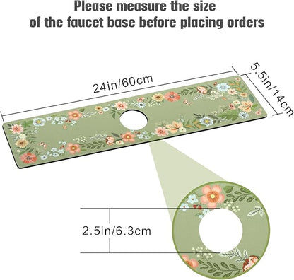 Sink Faucet Absorbing Mat, 2 Pack Drying Mat Around Faucet Sink Splash Guard Behind Faucet Sinkmat For Kitchen Bathroom Island Rv 24 * 5.5 Inch (60 * 14 cm)