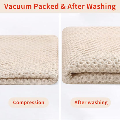 Homaxy 100% Cotton Waffle Weave Kitchen Dish Towels, Ultra Soft Absorbent Quick Drying Cleaning Towel, 13 x 28 Inches, 4-Pack, Beige