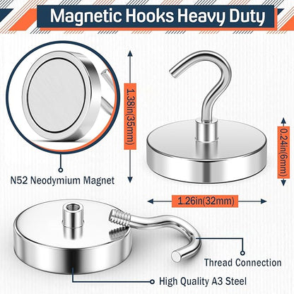 FINDMAG Magnetic Hooks for Cruise Cabins, 110lbs Cruise Ship Magnetic Hooks for Hanging Heavy Duty, Magnet Wall, Refrigerator Magnets, Locker Organizer, Locker Organization, 10 Pack, Silver