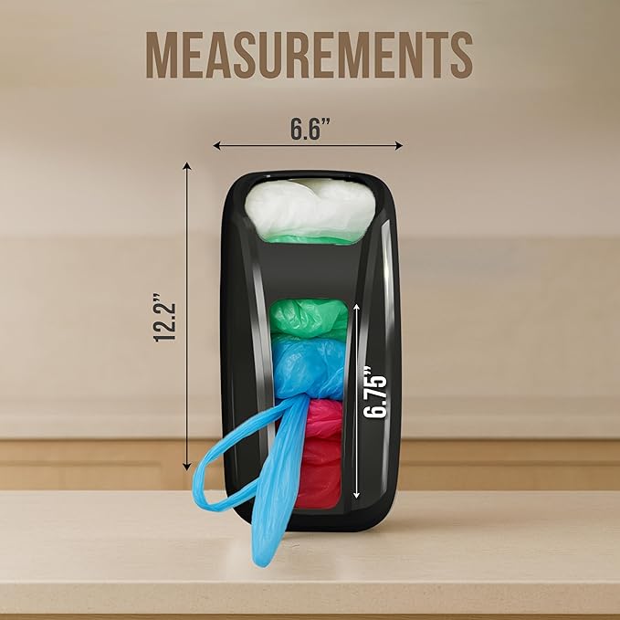 KICHLY Plastic Bags Holder, Durable Grocery Plastics Dispenser, Storage Organizer & Saver for Grocery, Shopping & Trash Bags, Wall Mount, Black
