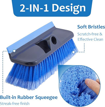 60" Car Wash Brush with Long Handle, Soft Bristle Car Washing Brush Cleaning Brushes for Washing Exterior of RV, Truck, Boat, Solar Panel
