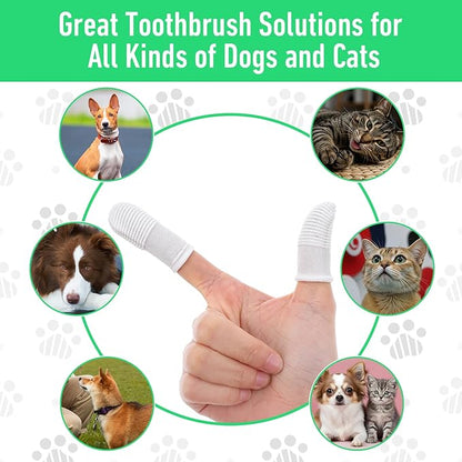 YUIANLB 20 Pcs Pet Dental Care Kit Finger Toothbrush Oral Cleaning Wipes Soft Washable Fabric Freshens Breath Reduces Plaque Tartar Complete Oral Hygiene Set for Puppies Kittens at Home