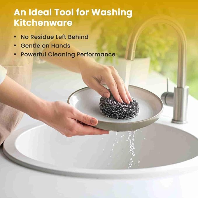 Stainless Steel Scrubbers 6+1 Extra Heavy Duty Kitchen Scouring Pads 20g Each